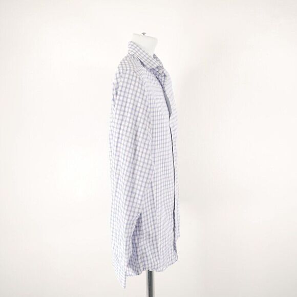 Hart Schaffner Marx Blue Purple‎ Check Medium Collared Dress Shirt Long Sleeve - Picture 6 of 10